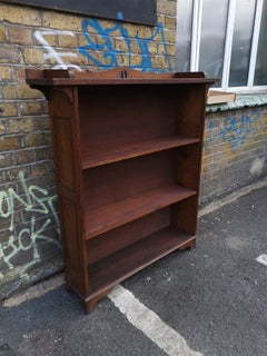 Arts & Crafts Oak Bookcase with Ying-Yang Detail to the Top & Adjustable Shelves