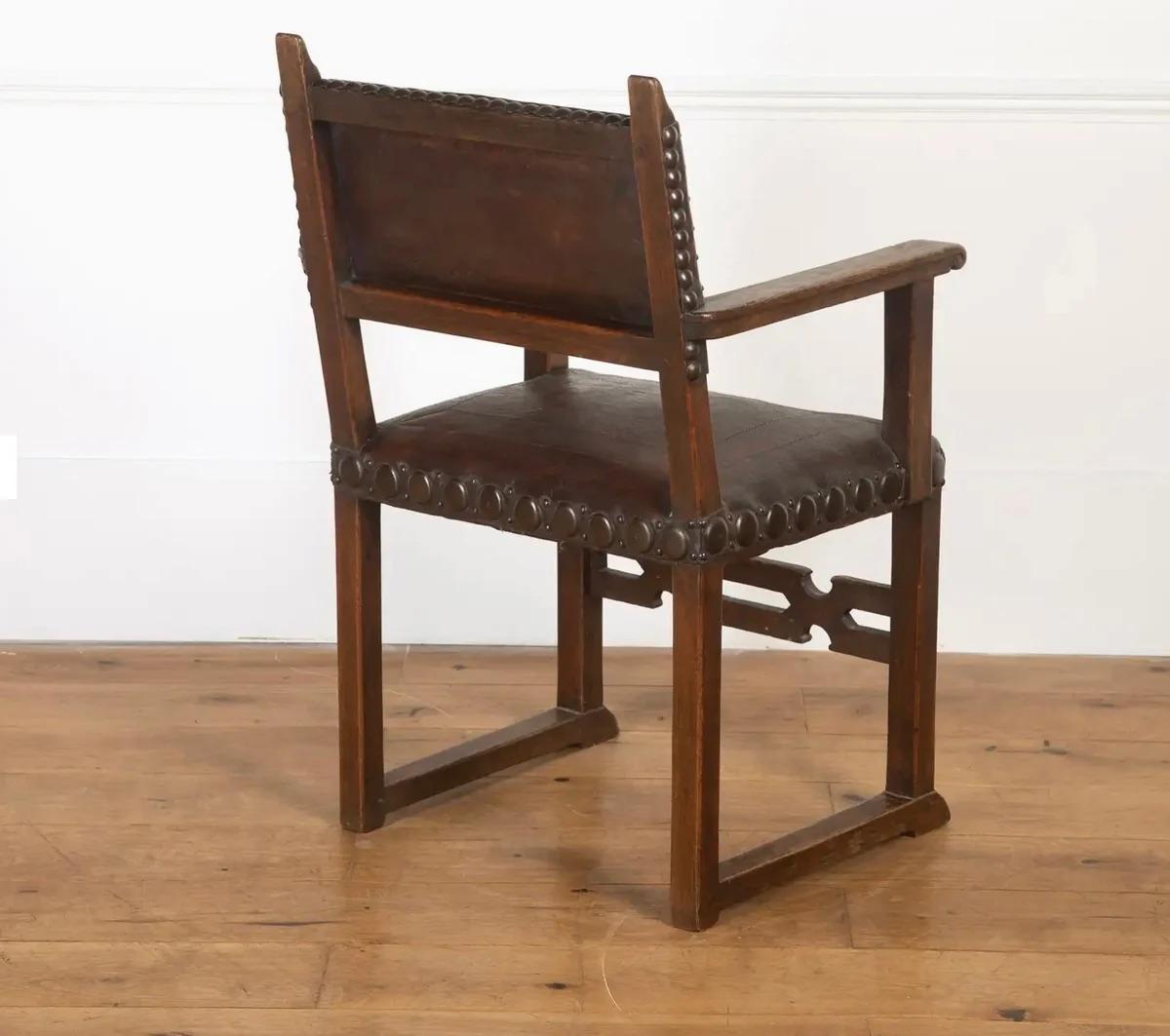 Arts & Crafts Oak Chair For Sale 6