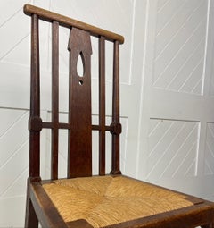 Chaise en chêne Arts & Crafts avec assise en jonc