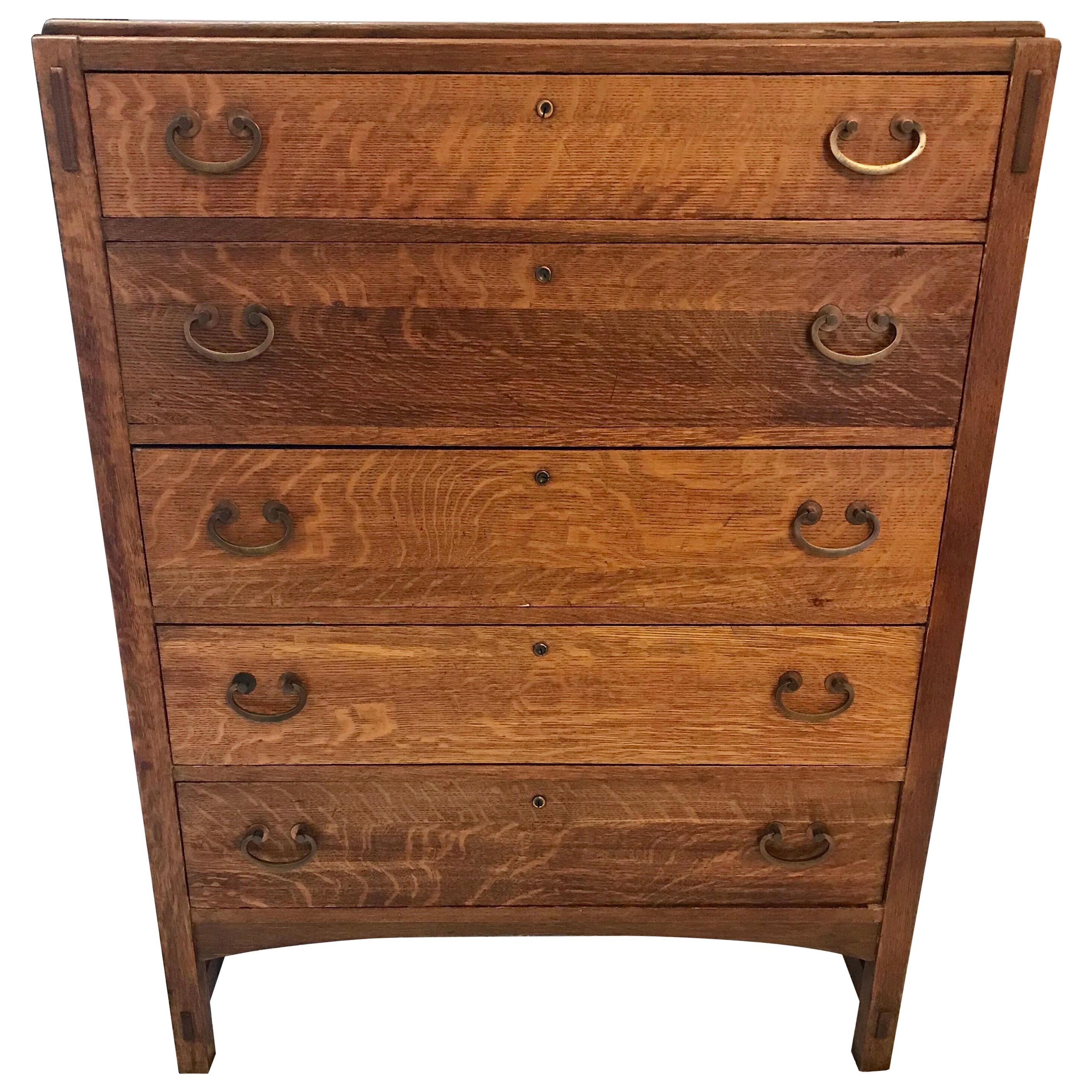 Arts & Crafts Oak Chest of Drawers Dresser