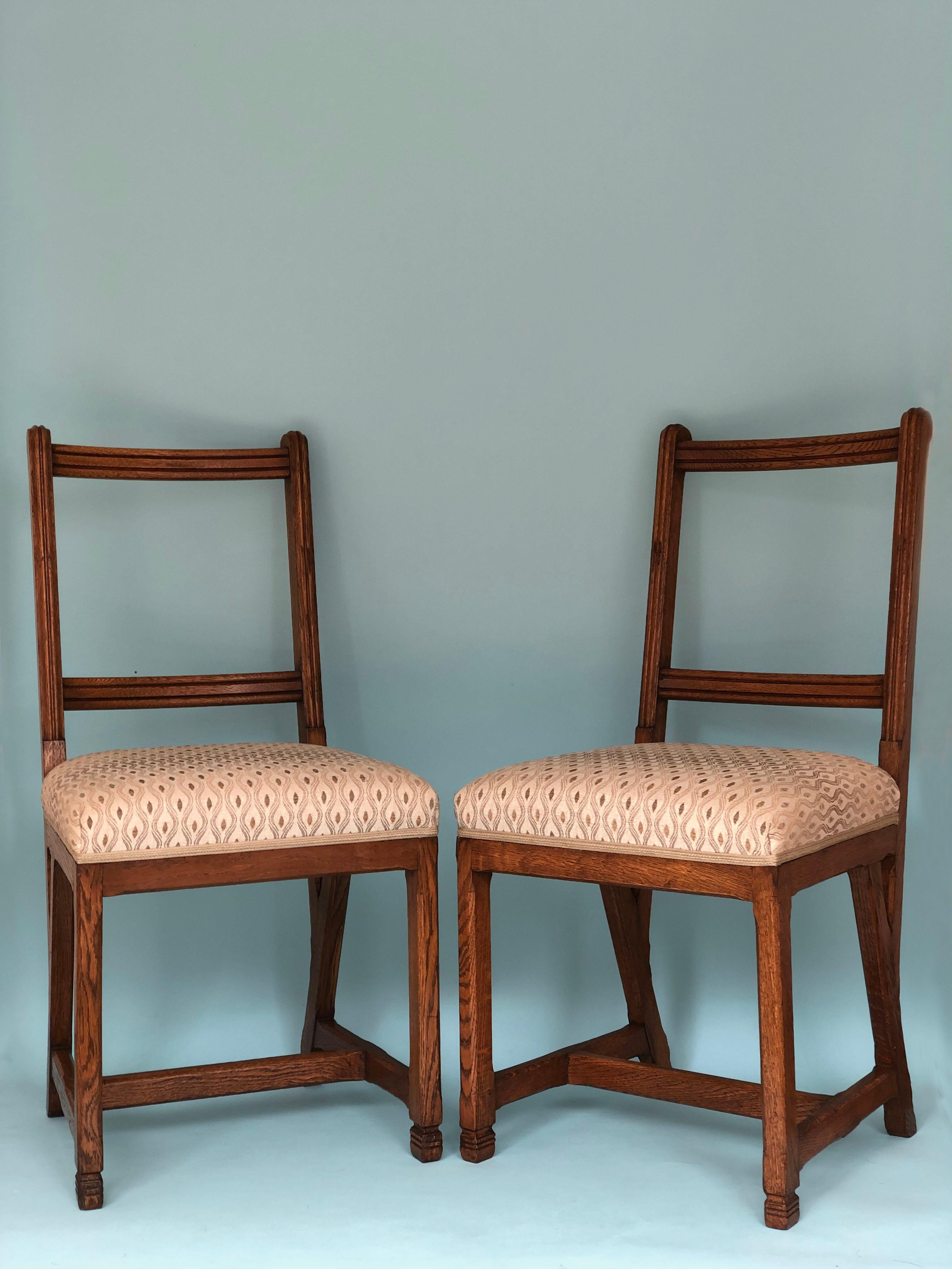 Arts & Crafts Oak Dining Chairs H.P. Berlage Holland 1910s Set of 2 5