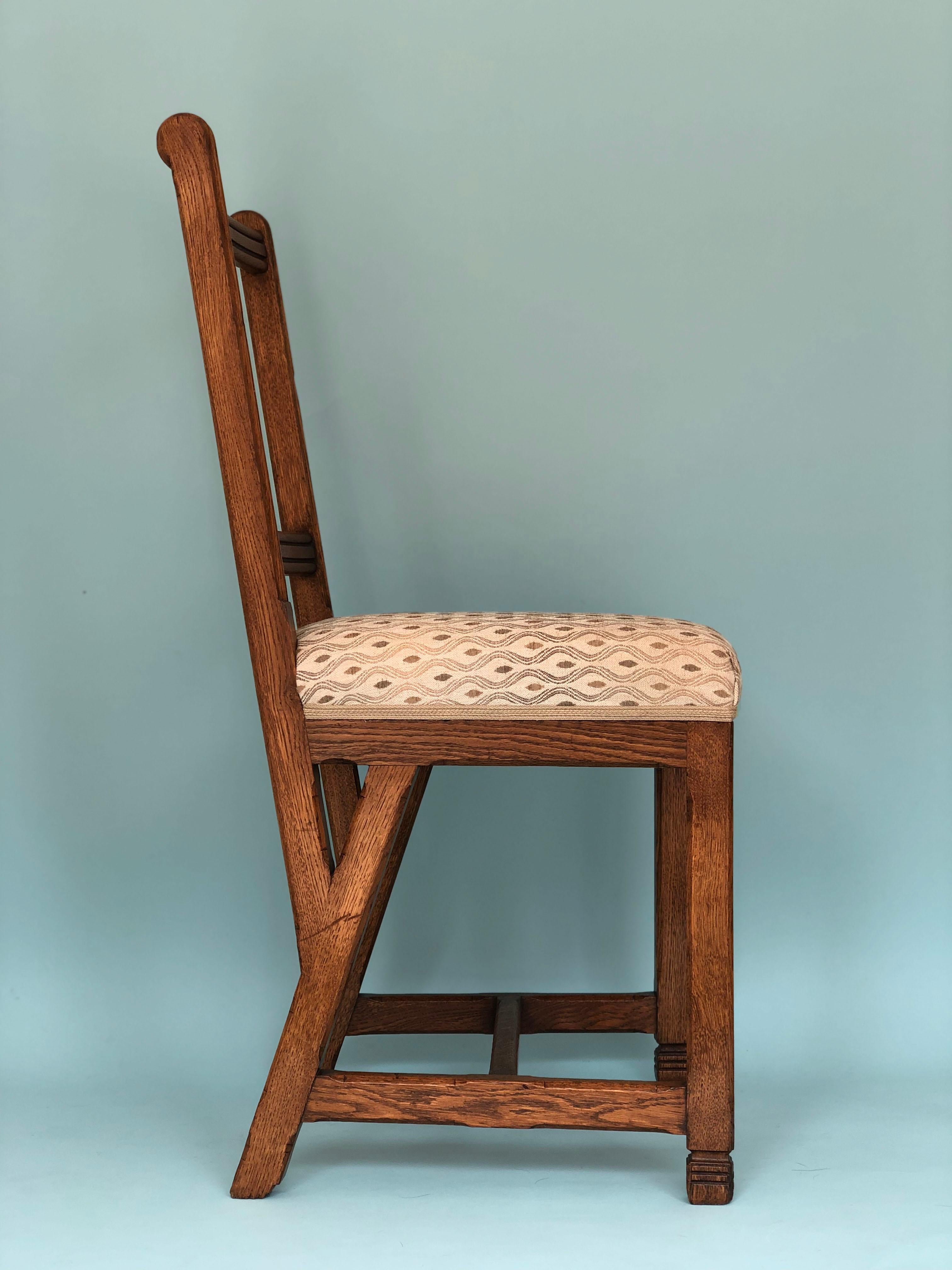 Dutch Arts & Crafts Oak Dining Chairs H.P. Berlage Holland 1910s Set of 2