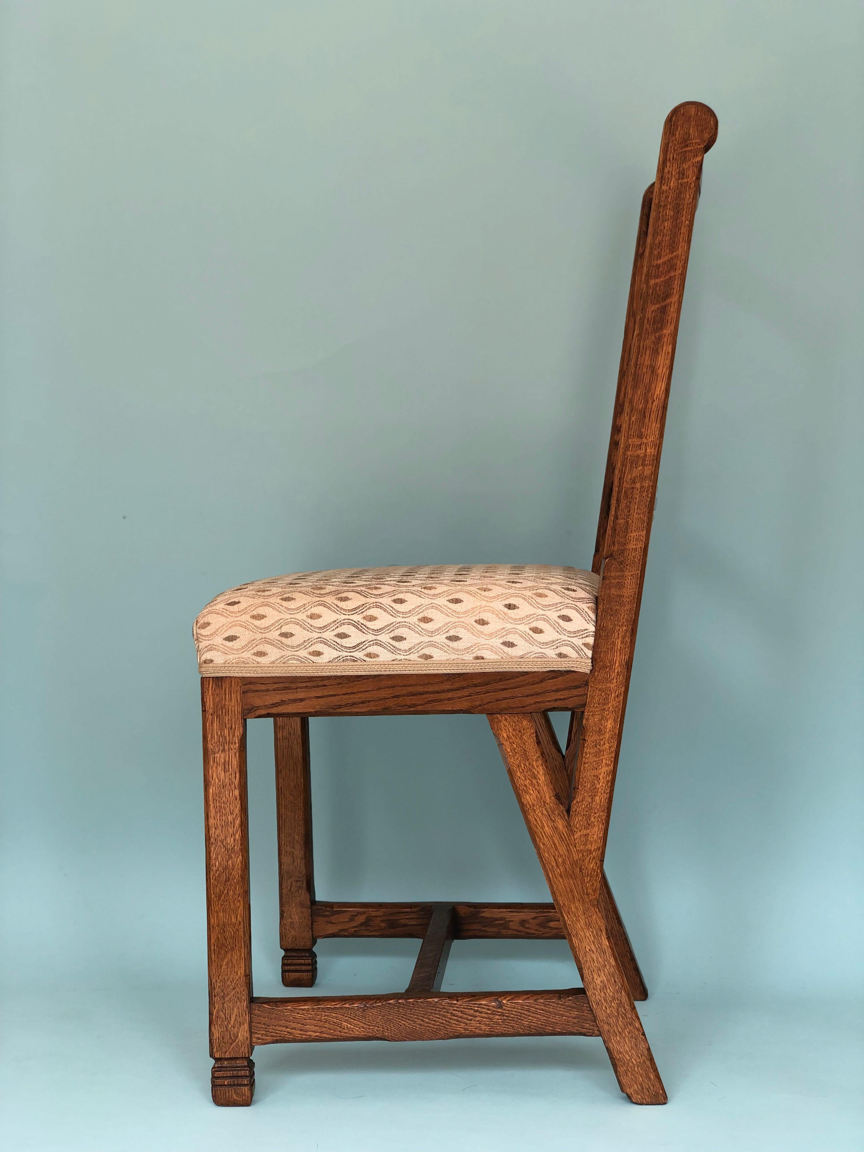 Arts & Crafts Oak Dining Chairs H.P. Berlage Holland 1910s Set of 2 1