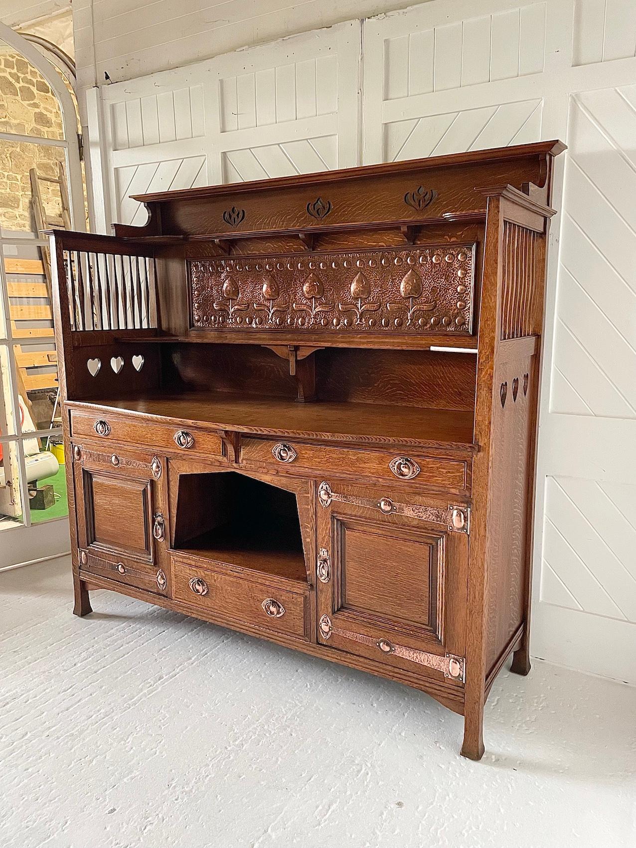 Arts and Crafts Arts & Crafts Oak Dresser By Shapland & Petter of Barnstaple For Sale