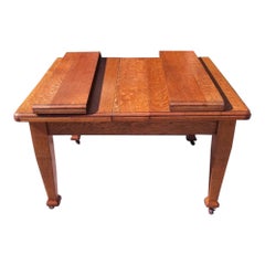 Arts & Crafts Oak Extending Dining Table with a Sliding Top