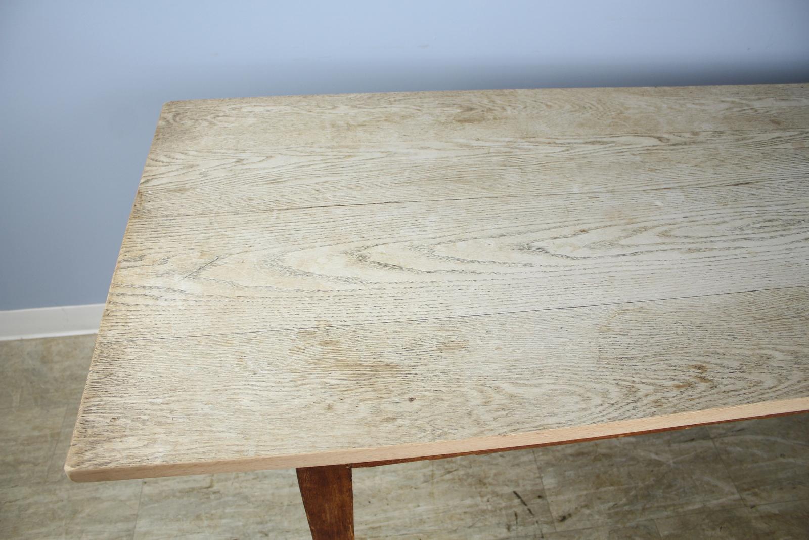 20th Century Arts & Crafts Oak Farmhouse Table with Bleached Top