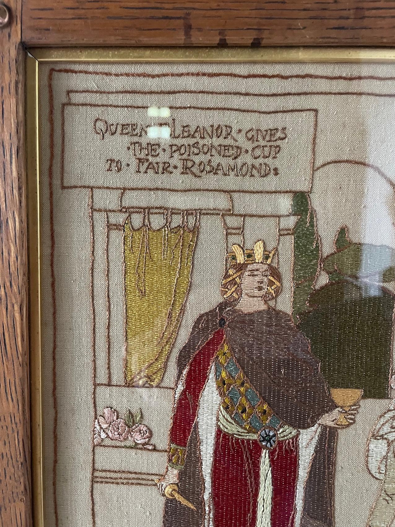 Kunsthandwerkliche Stickerei

Königin Eleanor schenkt der schönen Rosamond den vergifteten Kelch