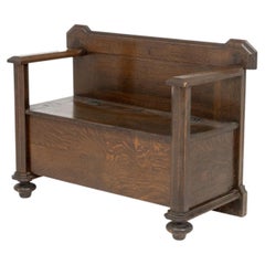 Arts & Crafts Oak Hall Bench, Early 20th C.
