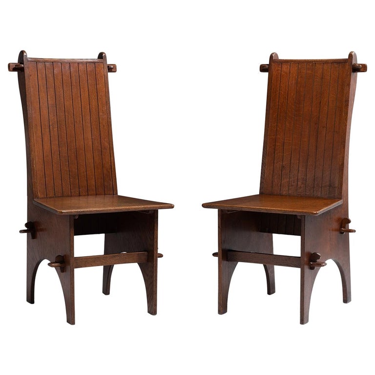 Arts and Crafts Oak Hall Chairs For Sale at 1stdibs