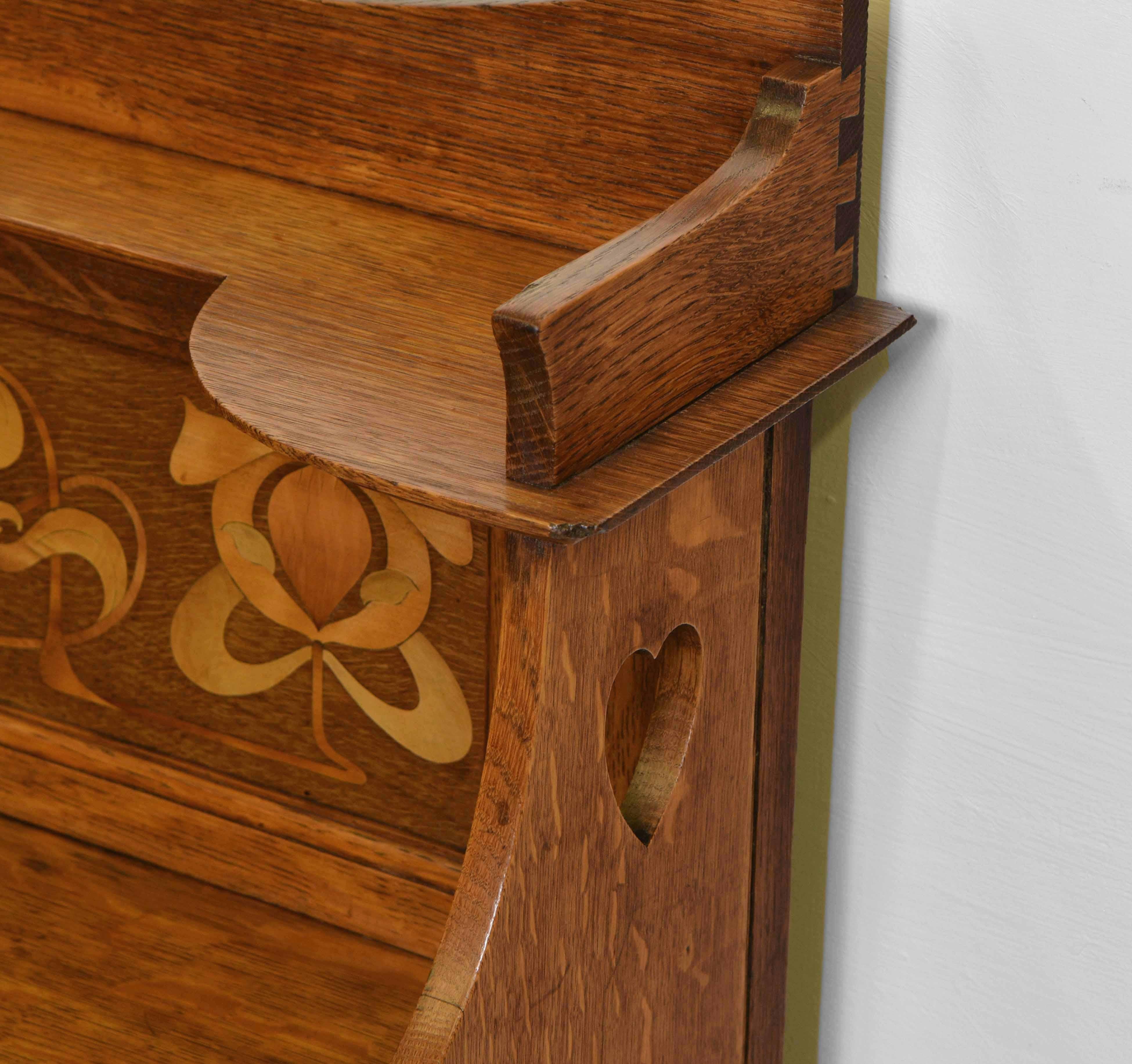 Arts & Crafts Oak Inlaid Hall Table Art Nouveau 7