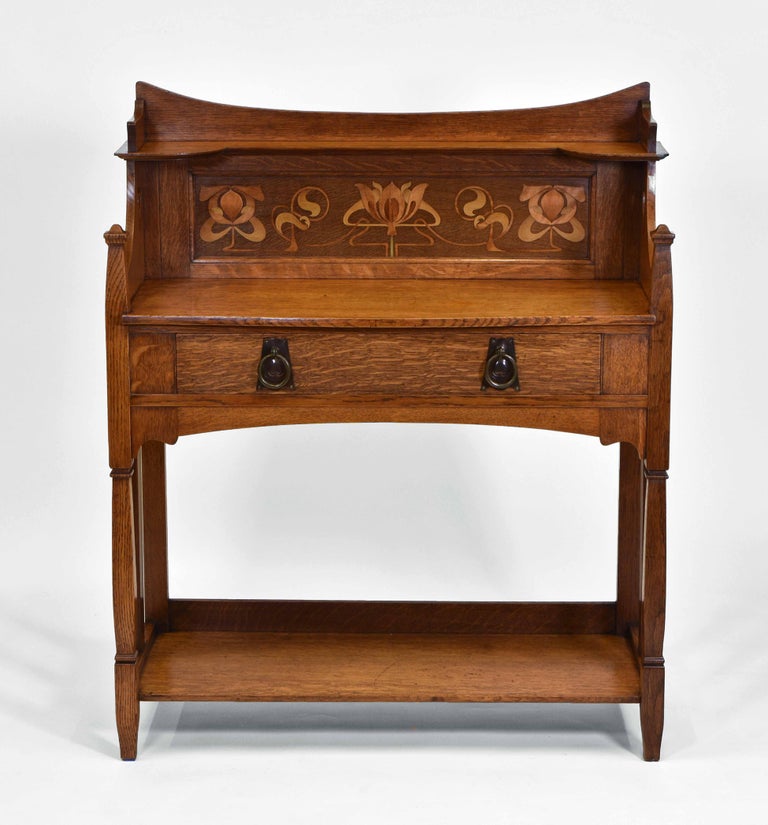 Arts and Crafts Oak Inlaid Hall Table Art Nouveau at 1stDibs