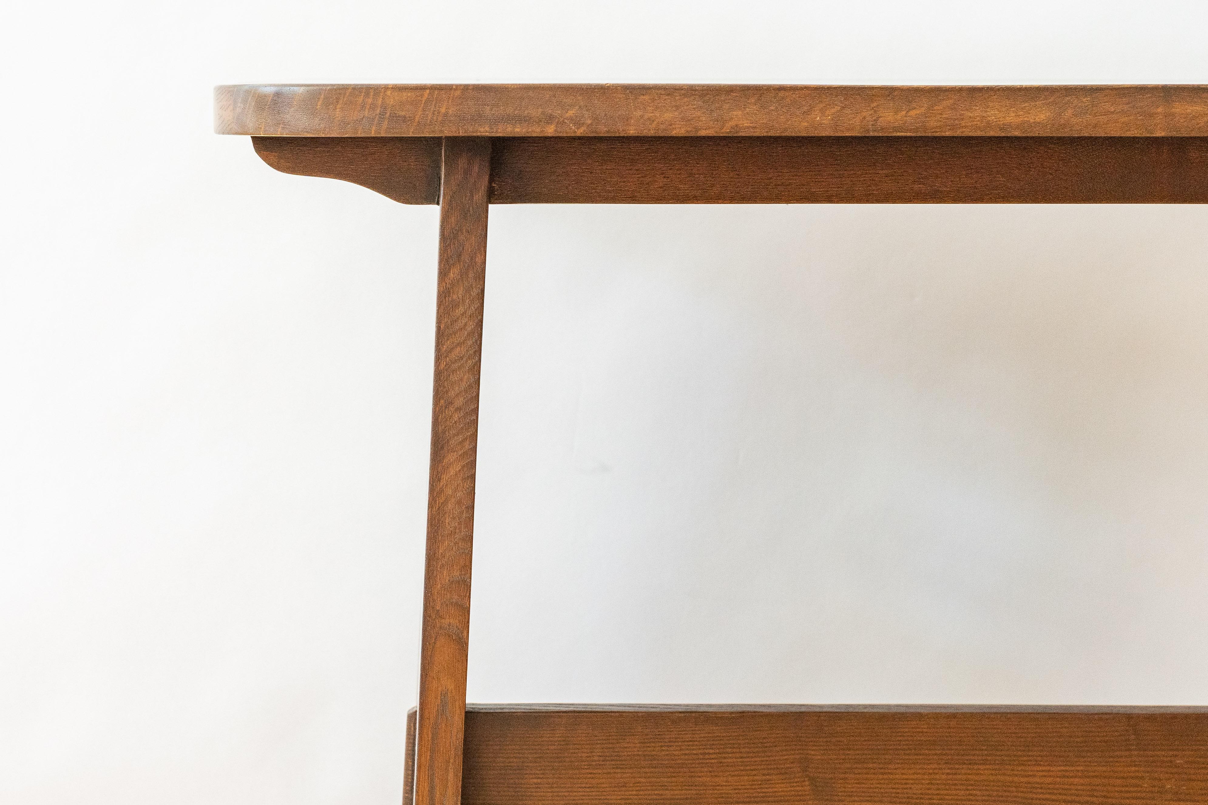 Mid-20th Century Arts & Crafts Oak Library Table