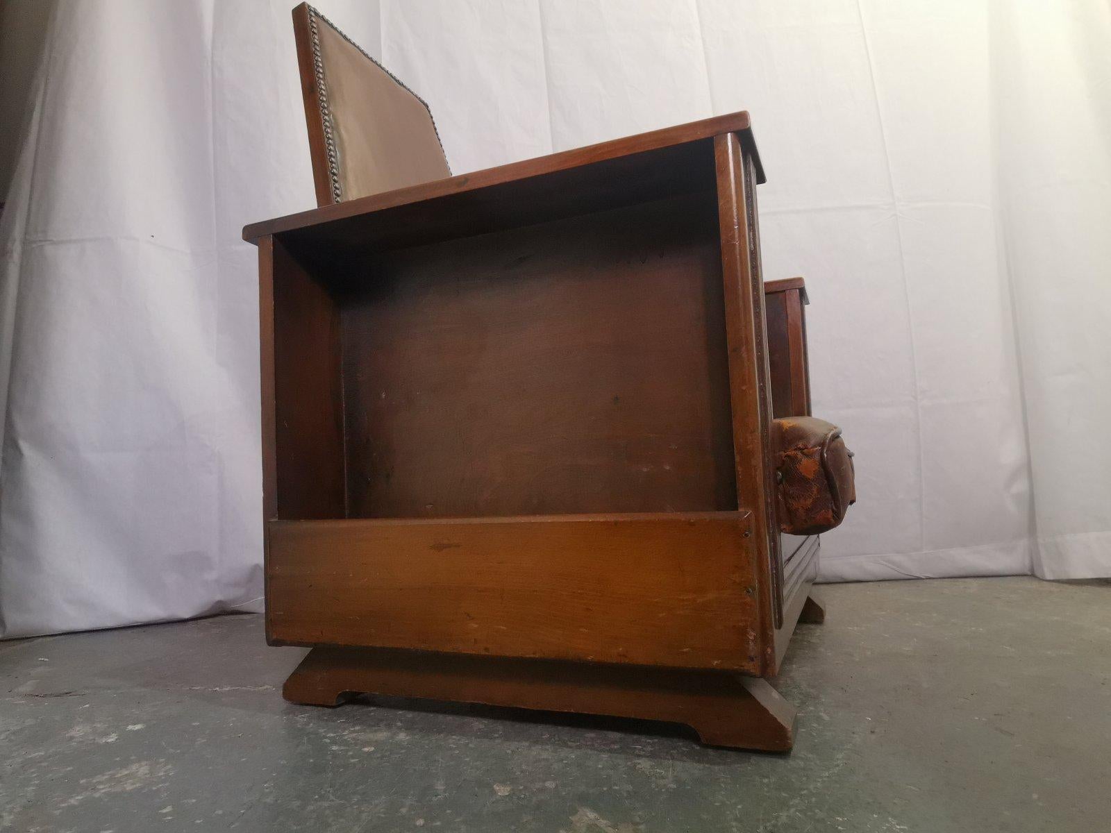 Hand-Crafted Arts & Crafts Oak Reading Armchair with Magazine Rack & Bookshelves to Each Side