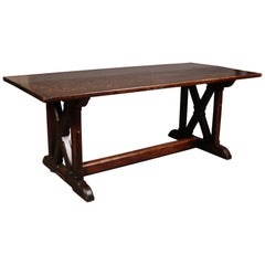 Arts & Crafts Oak Refectory Dining Table with Wonderful Figuring to the Grain