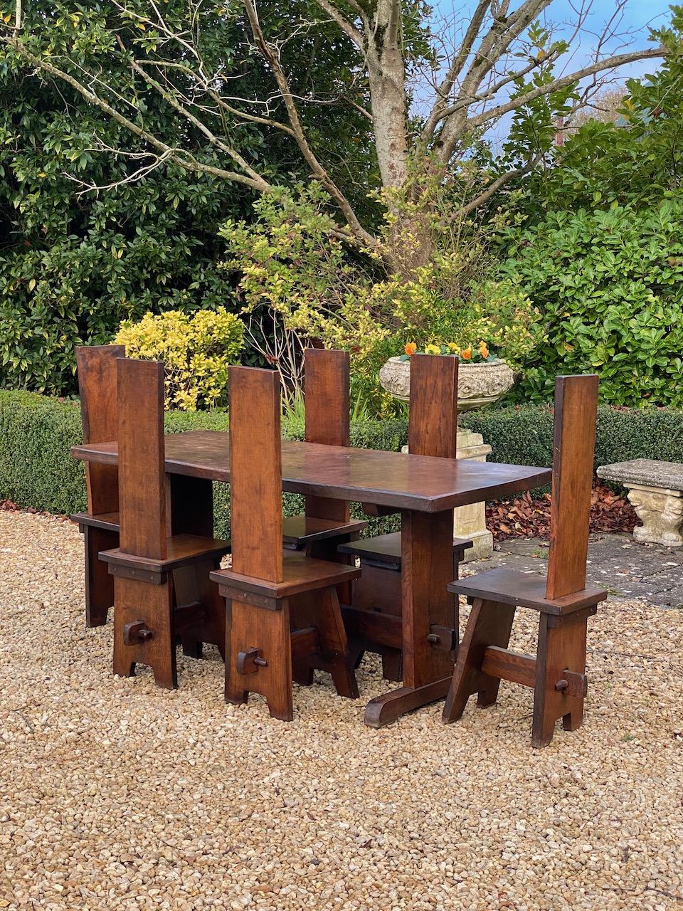 Arts and Crafts Oak Refectory Table and Chairs, circa 1950 For Sale at 1stDibs arts and crafts