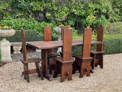 Arts & Crafts Oak Refectory Table and Chairs, circa 1950