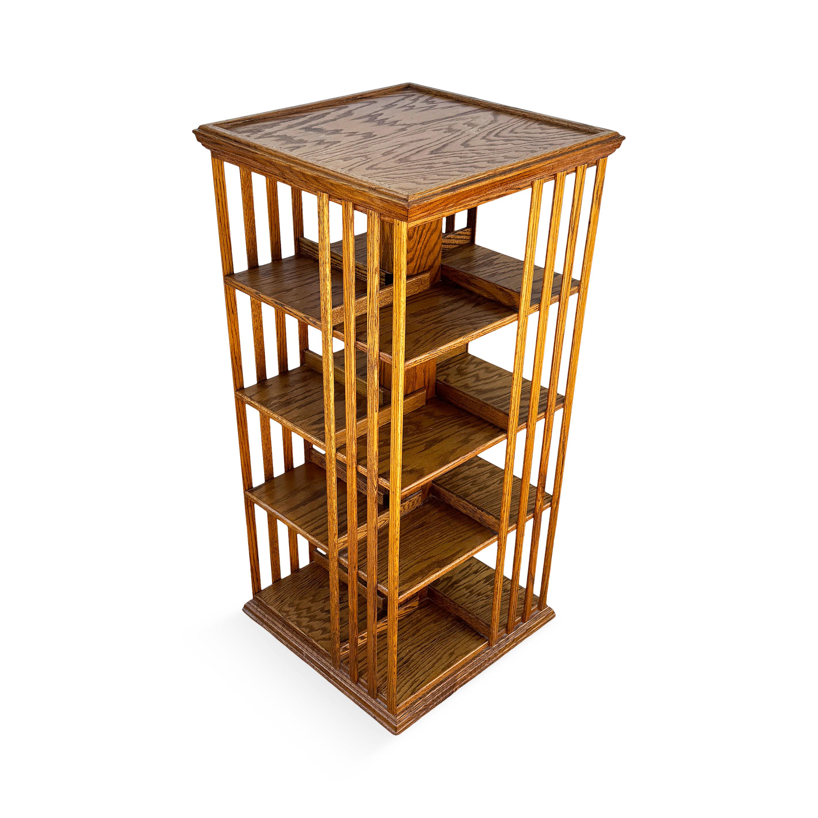 20th Century Arts & Crafts Oak Revolving Bookcase