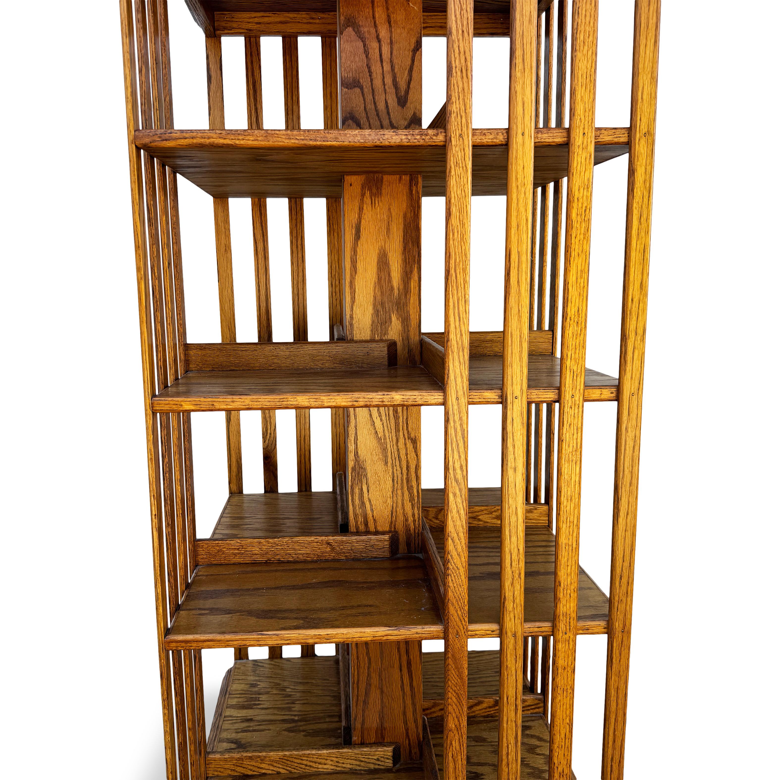 Arts & Crafts Oak Revolving Bookcase 2