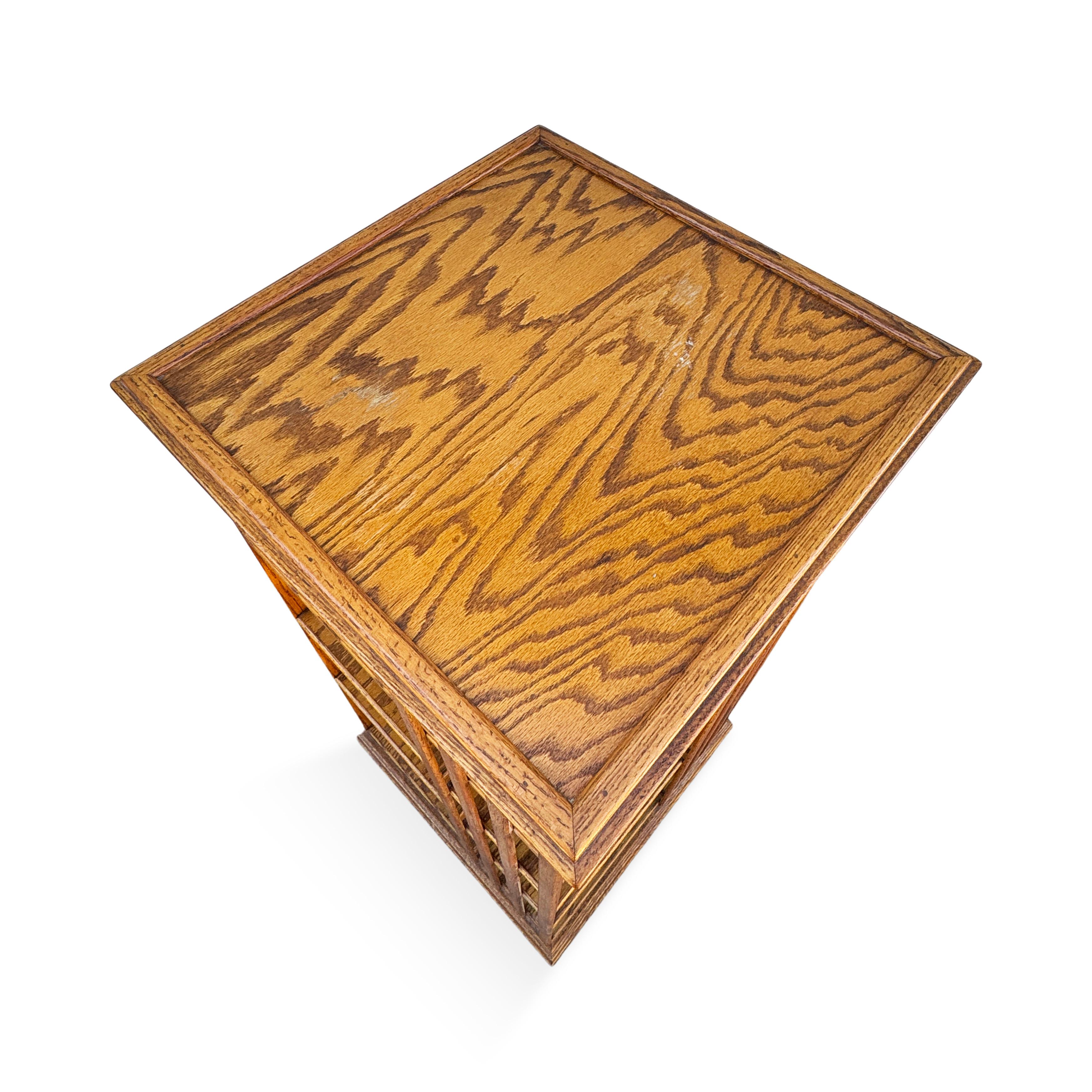 Arts & Crafts Oak Revolving Bookcase 3