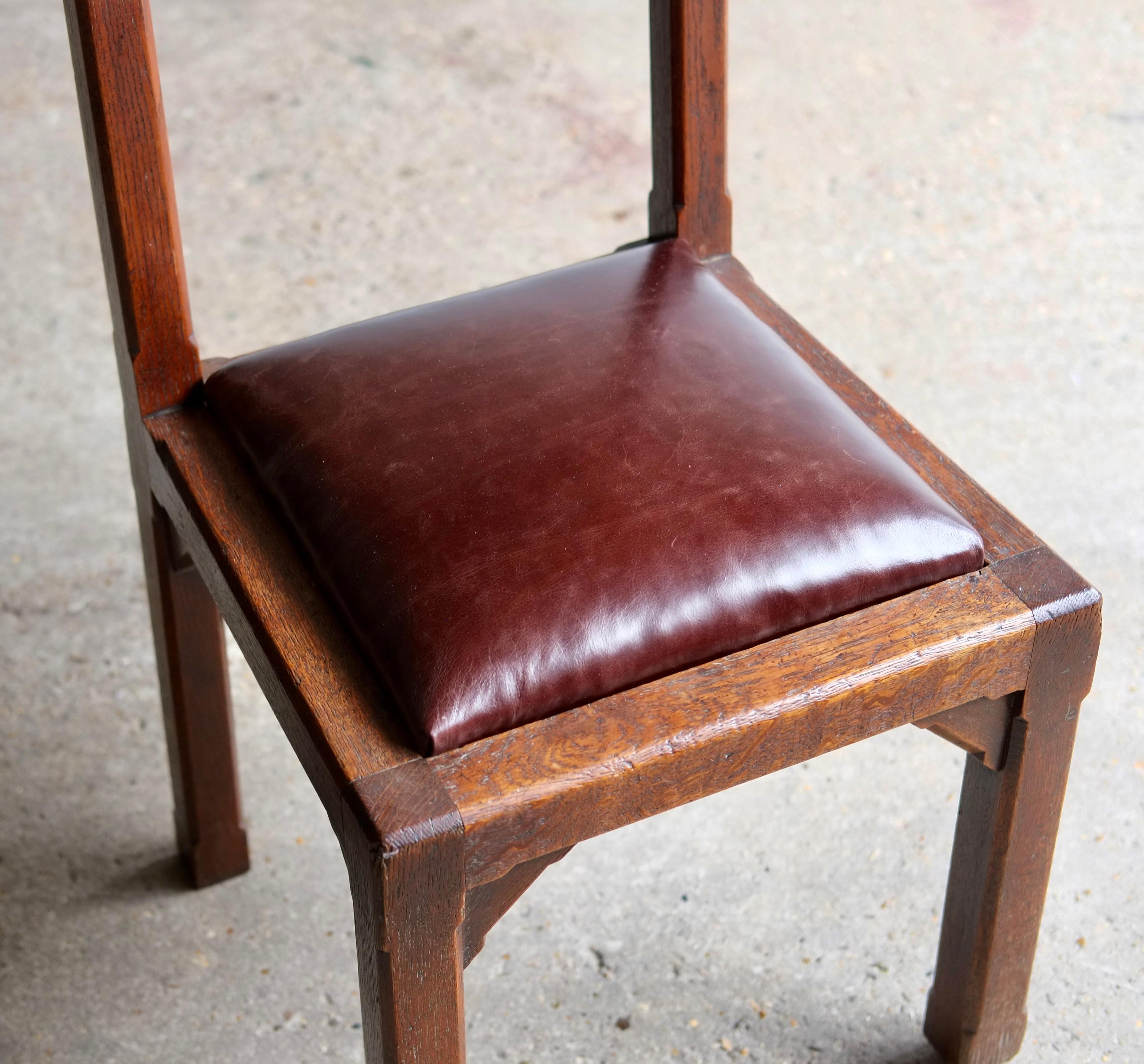 Arts & Crafts Oak Side Chair By John Manuel & Son, Sheffield For Sale 10