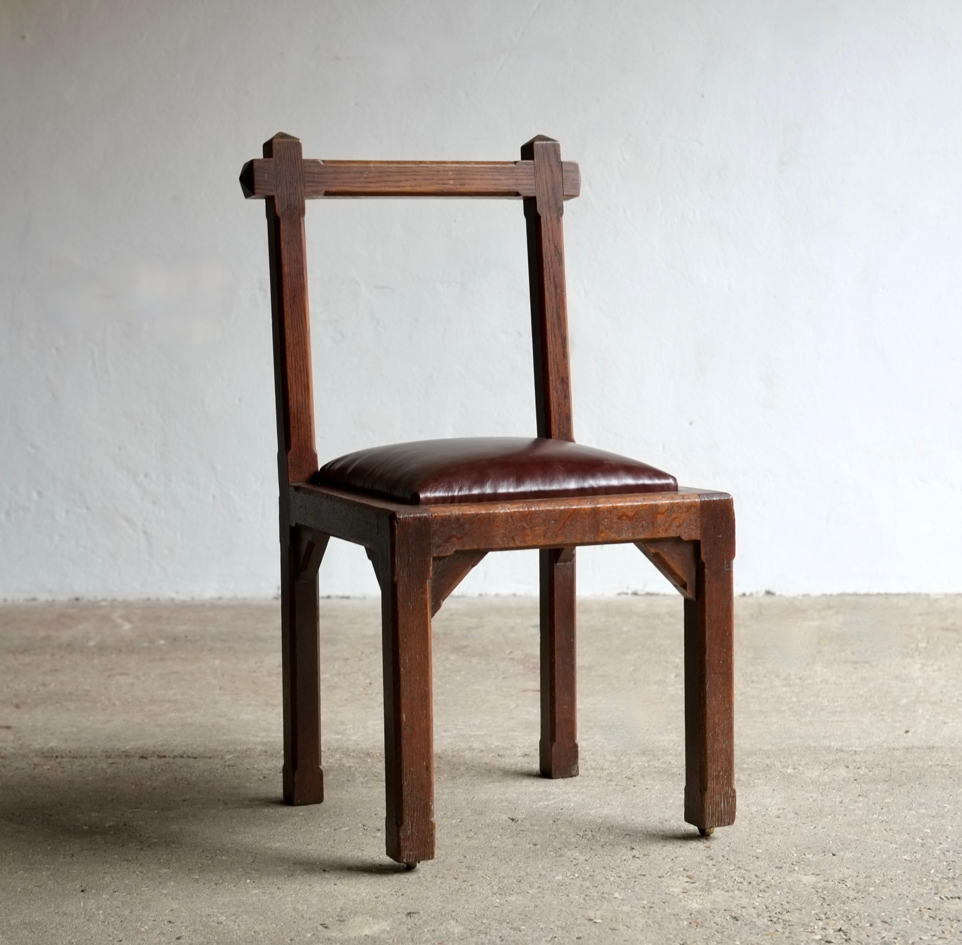 Arts & Crafts Oak Side Chair By John Manuel & Son, Sheffield For Sale 11