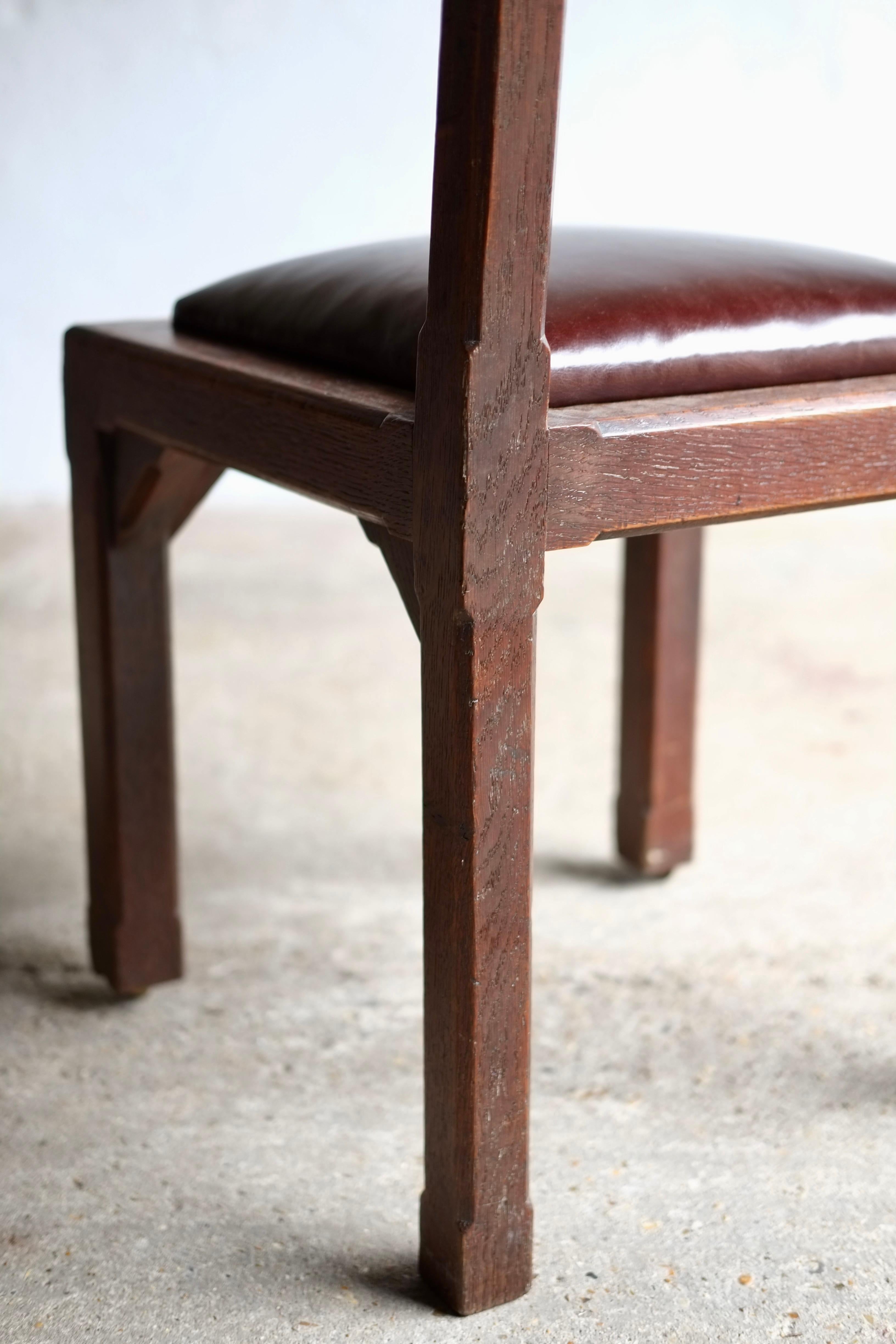 Arts & Crafts Oak Side Chair By John Manuel & Son, Sheffield In Good Condition For Sale In London, GB