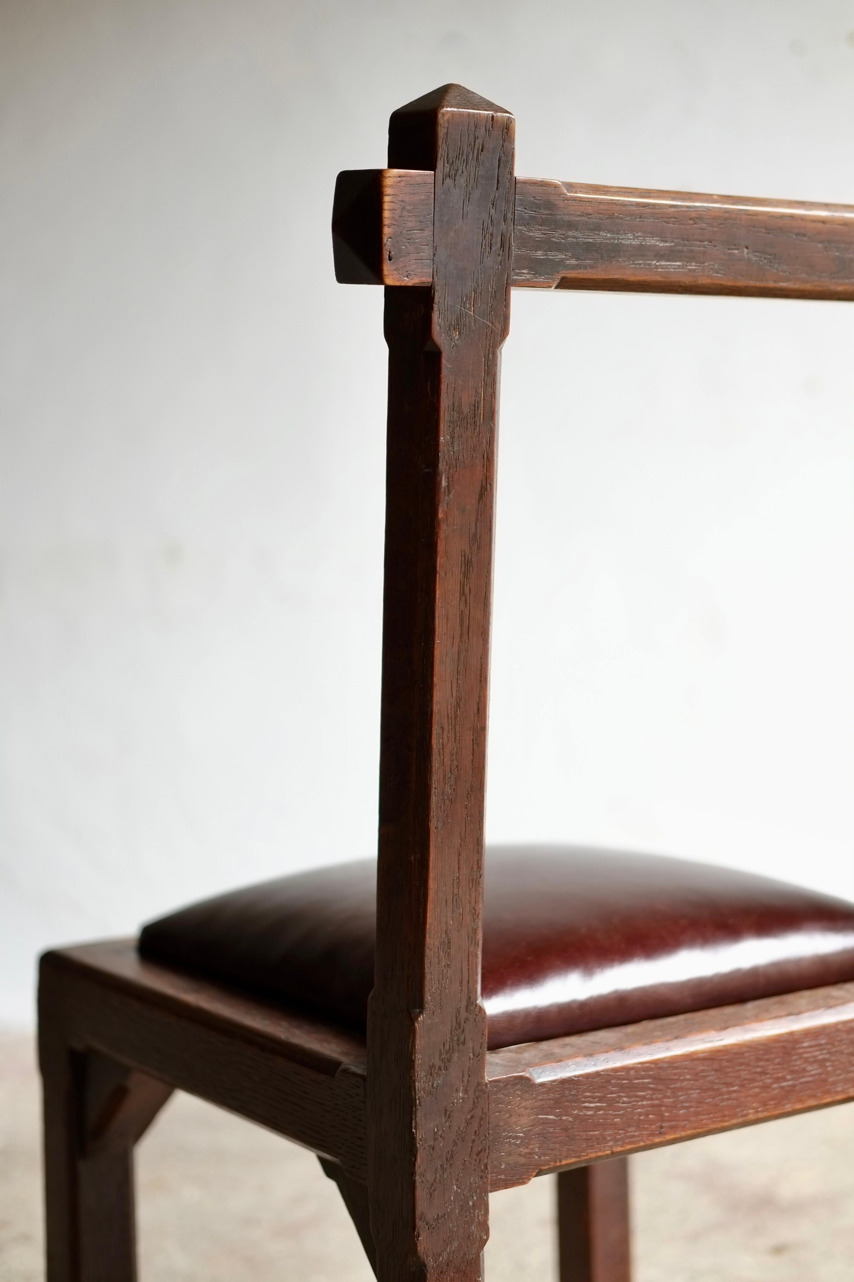 19th Century Arts & Crafts Oak Side Chair By John Manuel & Son, Sheffield For Sale
