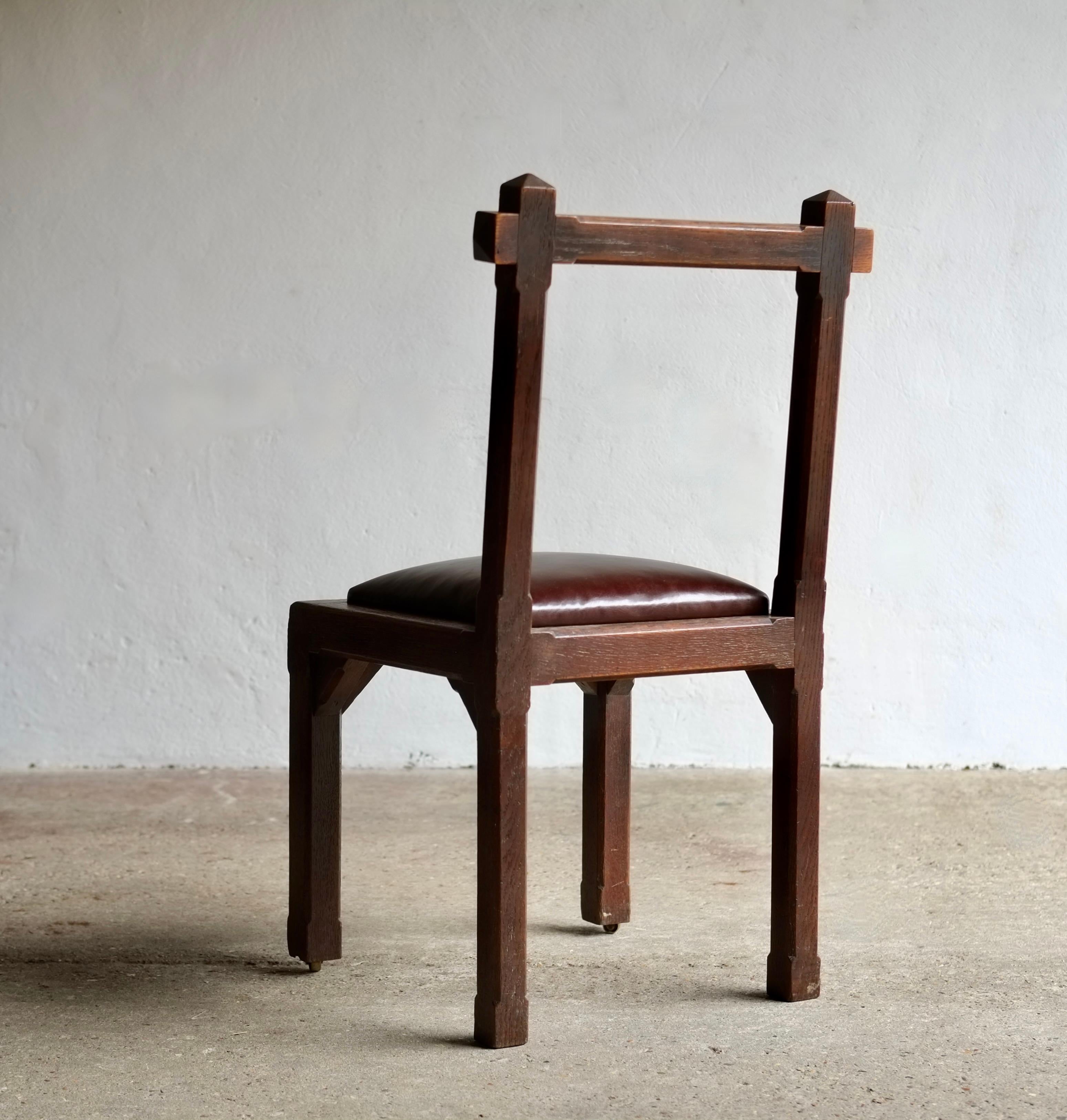 Arts & Crafts Oak Side Chair By John Manuel & Son, Sheffield For Sale 1