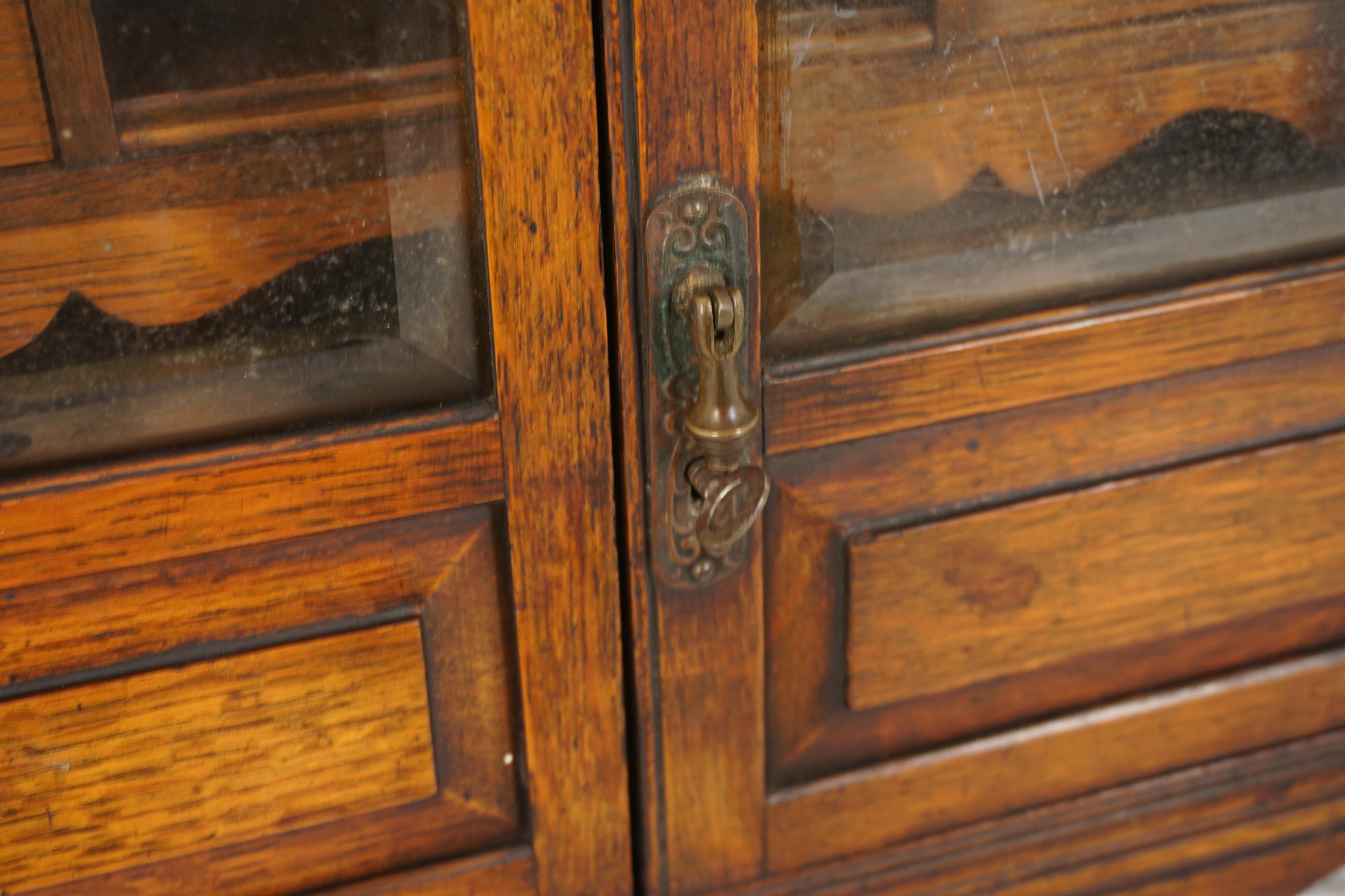 Arts & Crafts Oak Smokers Cabinet, Wall Cabinet, Scotland 1900, H761 In Good Condition For Sale In Vancouver, BC