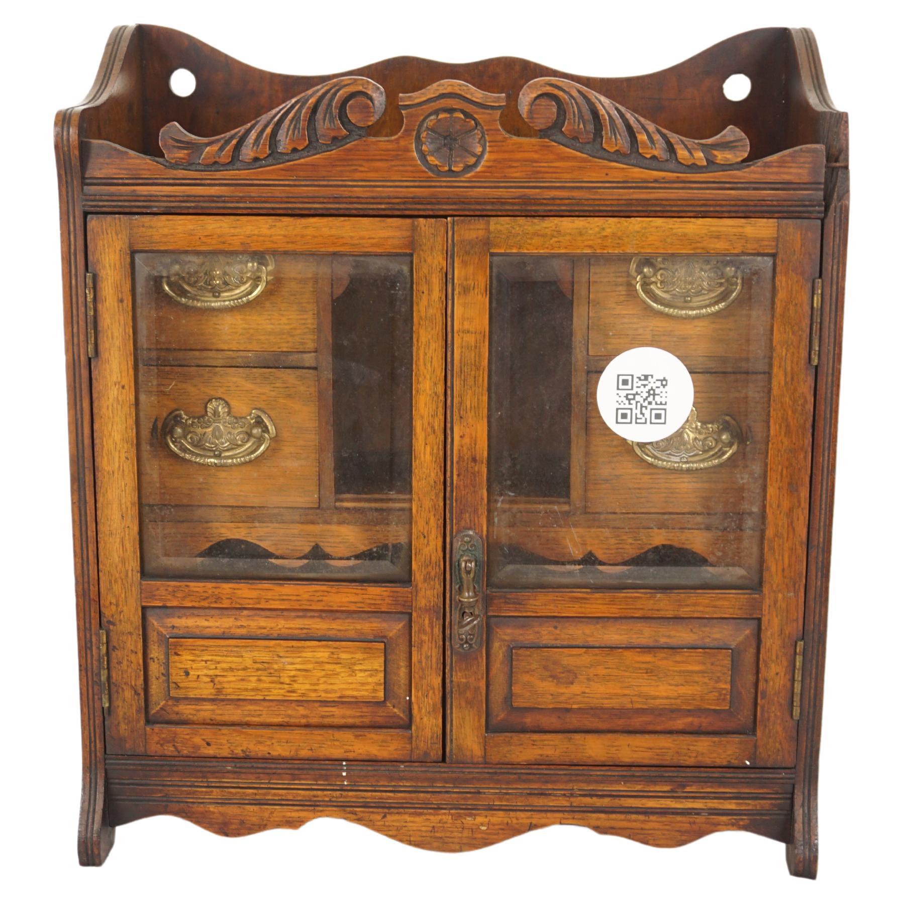 Arts & Crafts Oak Smokers Cabinet, Wall Cabinet, Scotland 1900, H761 For Sale