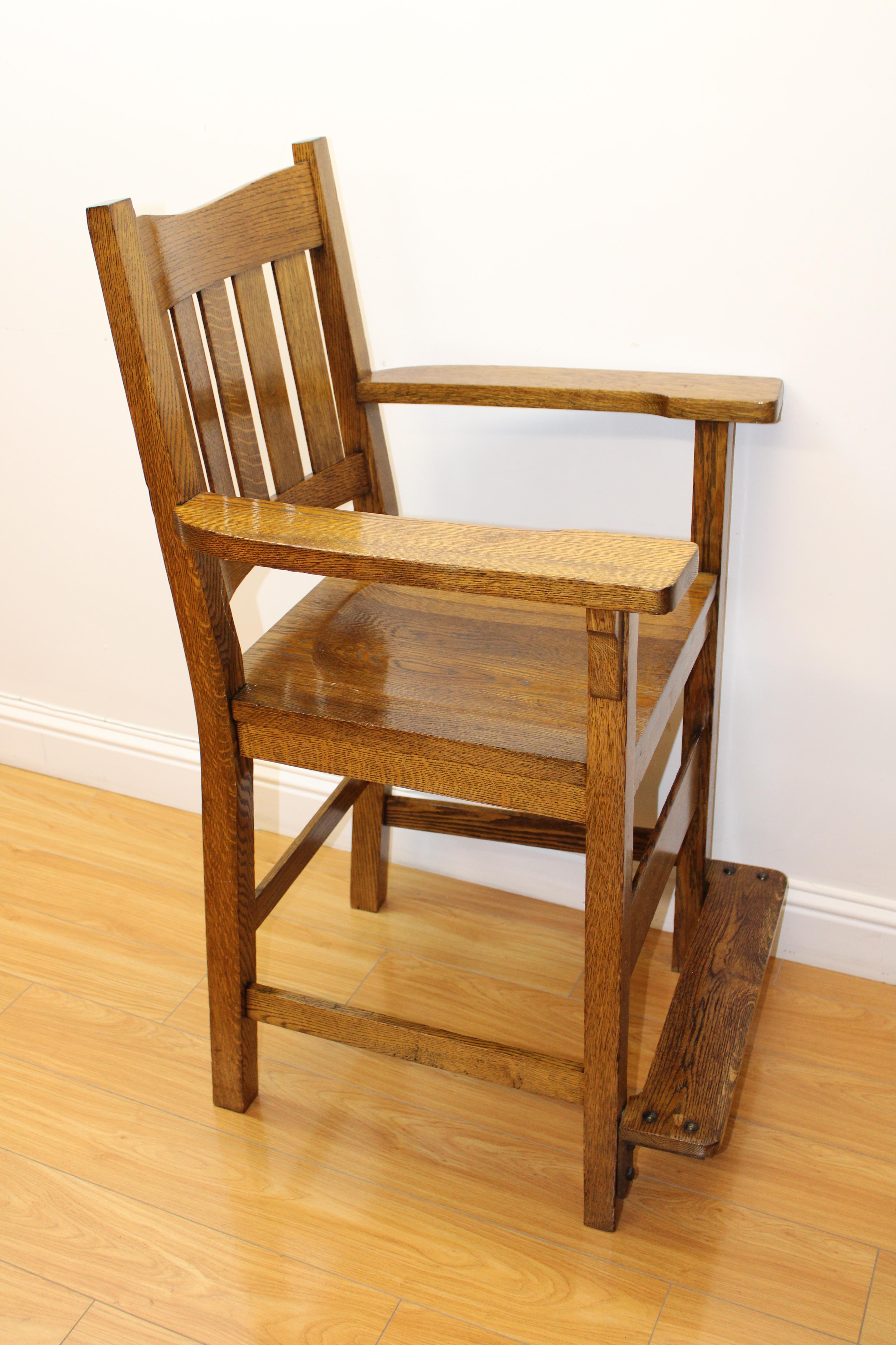Arts & Crafts Oak Tall Arm Chair 1
