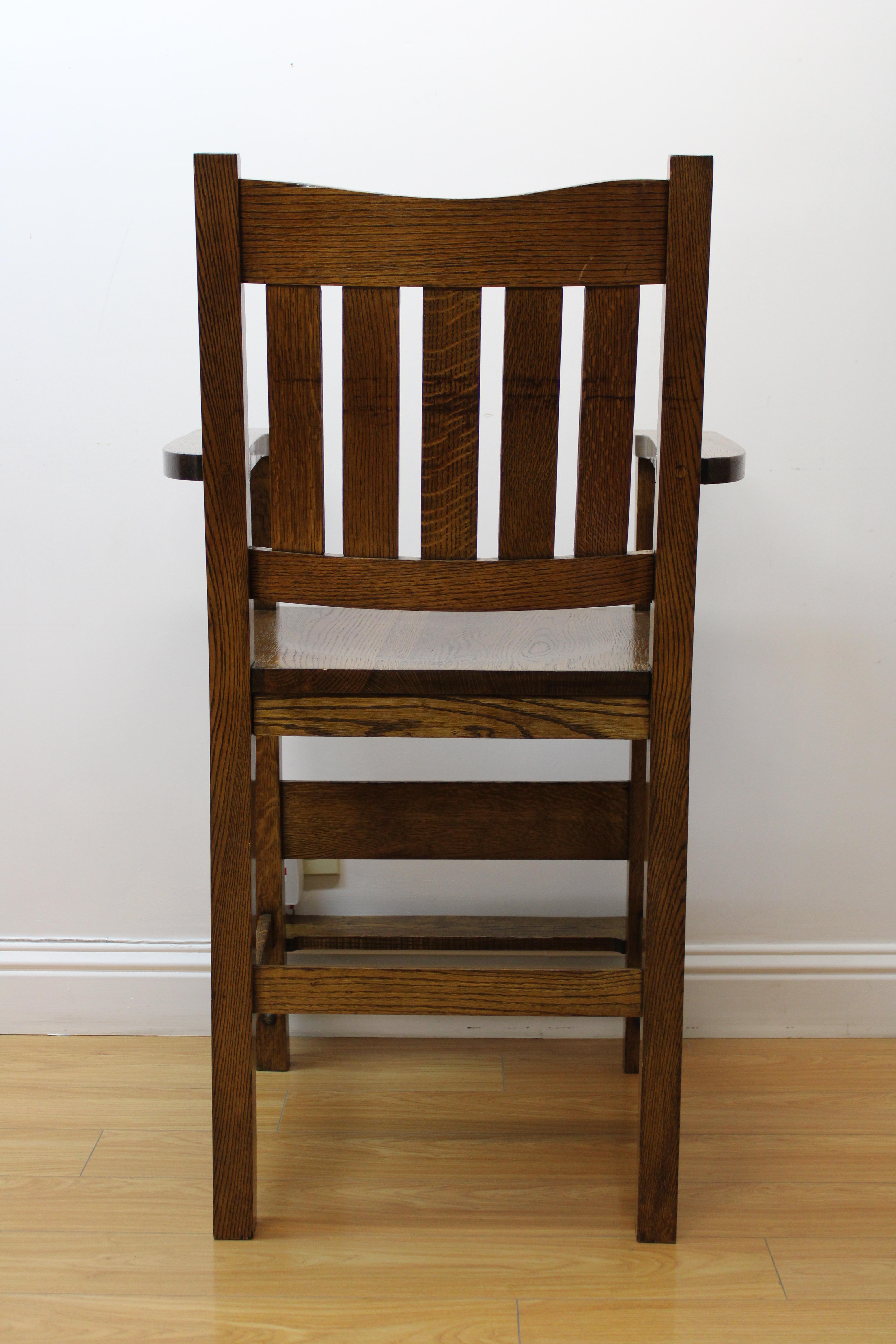 Arts & Crafts Oak Tall Arm Chair 2