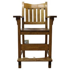 Arts & Crafts Oak Tall Arm Chair