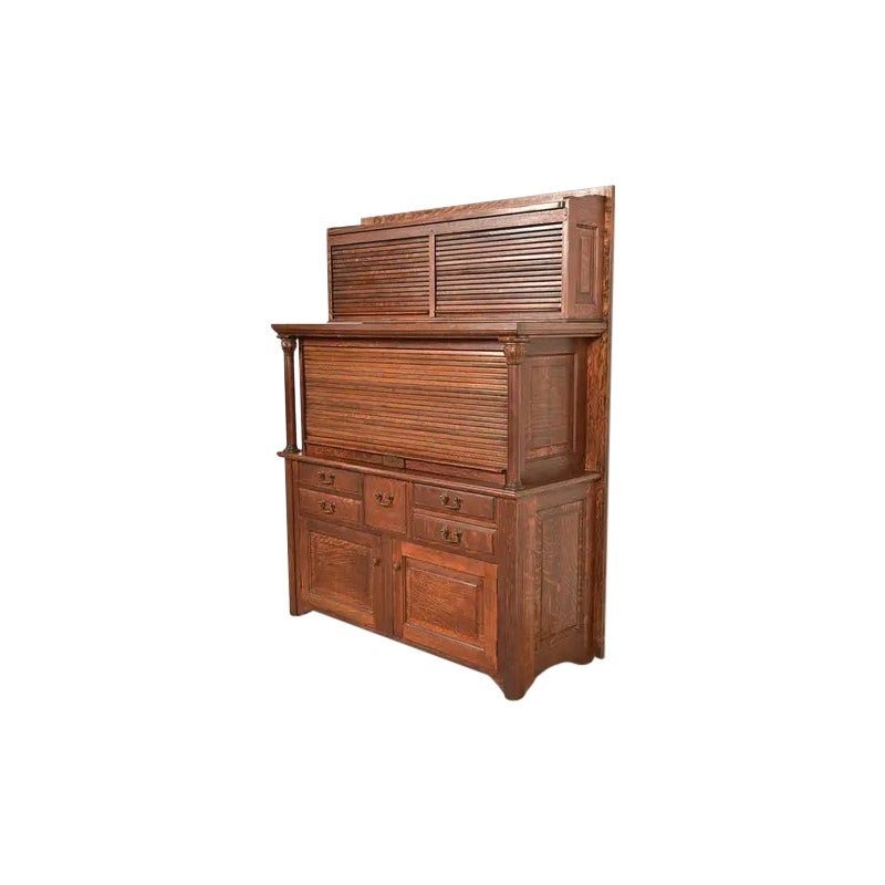 Arts & Crafts Oak Tambour Dental Cabinet by American Cabinet Co., Circa 1900 For Sale