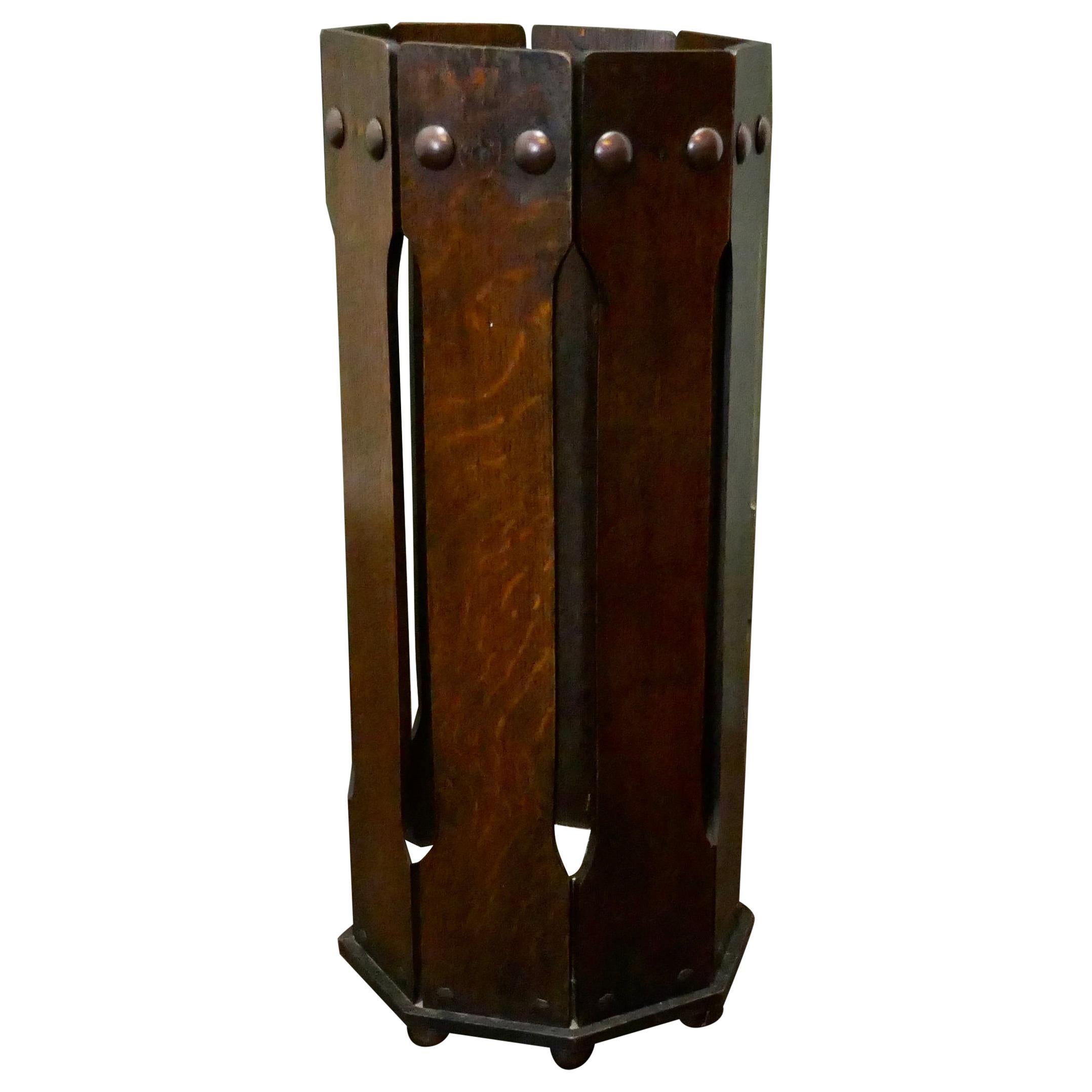 Antique Mission Arts and Crafts Oak Wood Stickley Style Umbrella Cane