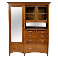 Antique Arts & Crafts Oak Wardrobe Purchased from Liberty & Co. London