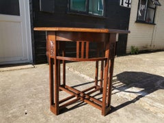 Arts & Crafts Octagonal Oak Centre or Side Table with Stylized Floral Carving