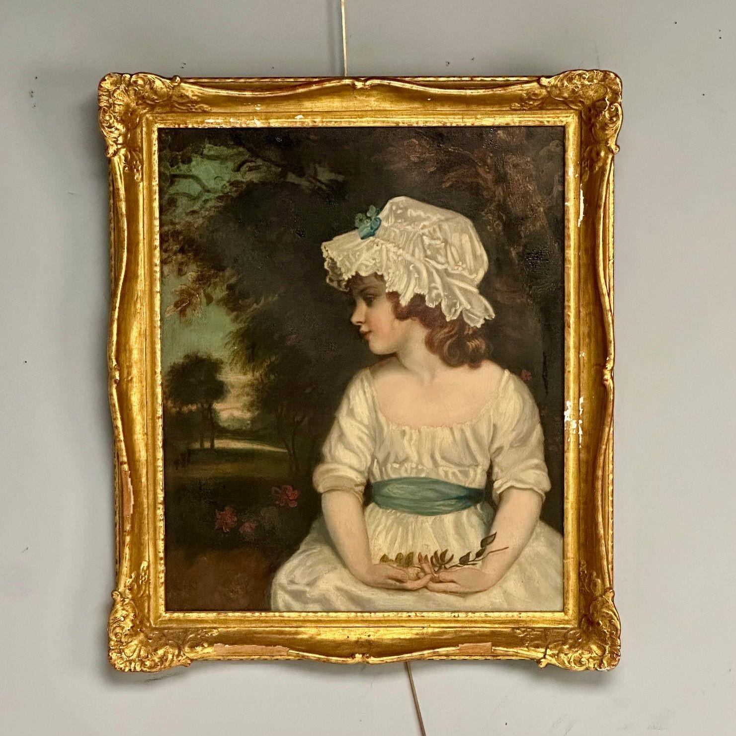 Ölgemälde in einem Newcomb-Mackin-Rahmen, nach Sir Joshua Reynolds, Porträt von Theophila Gwatkin
Nach Sir Joshua Reynolds, P.R.A.
Porträt von Theophila Gwatkin (1782-1844) - Schlichtheit
Öl auf Leinwand
30 x 25