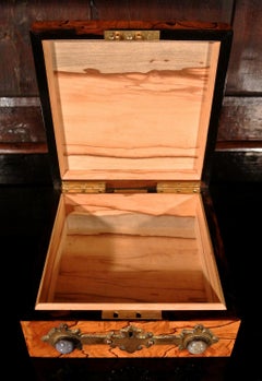 Arts & Crafts Olive Wood Cigar Box Set with Lepidolite Cabochons by Scottish Mak