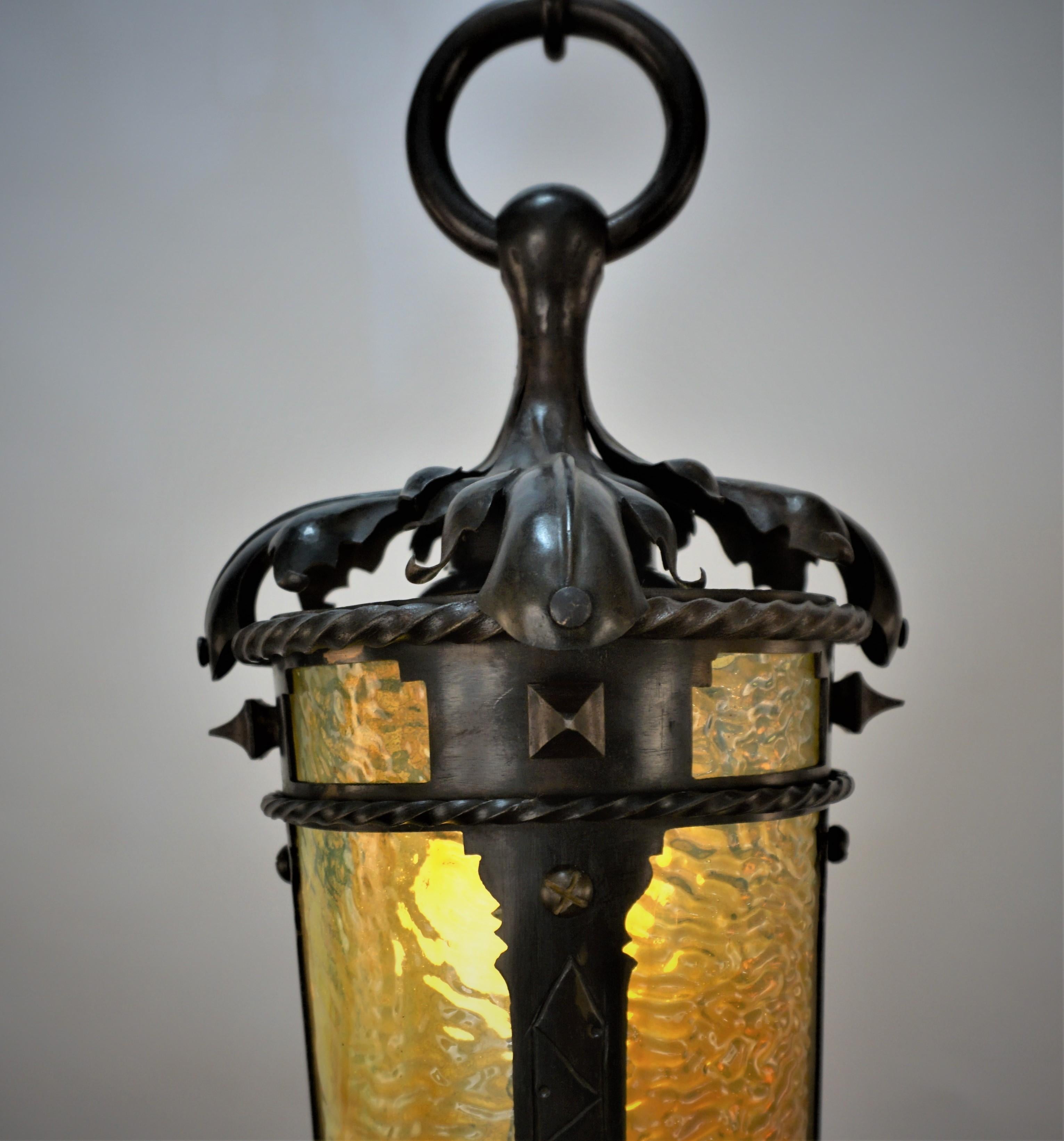 ArtsCrafts Opaline glass Lantern Chandelier. at 1stDibs