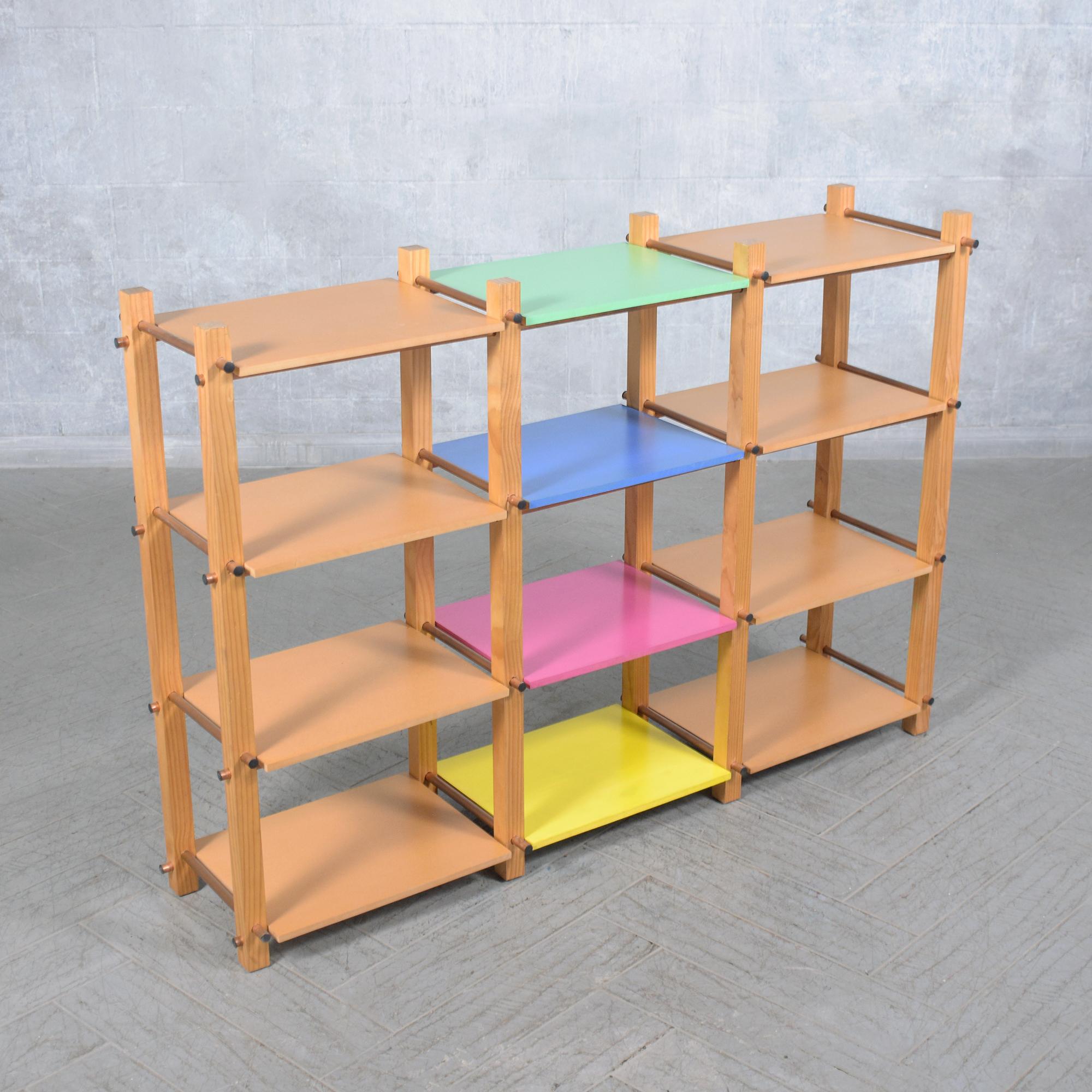 Arts & Crafts Open Bookshelf: Skilled Craftsmanship Meets Playful Design In Good Condition For Sale In Los Angeles, CA