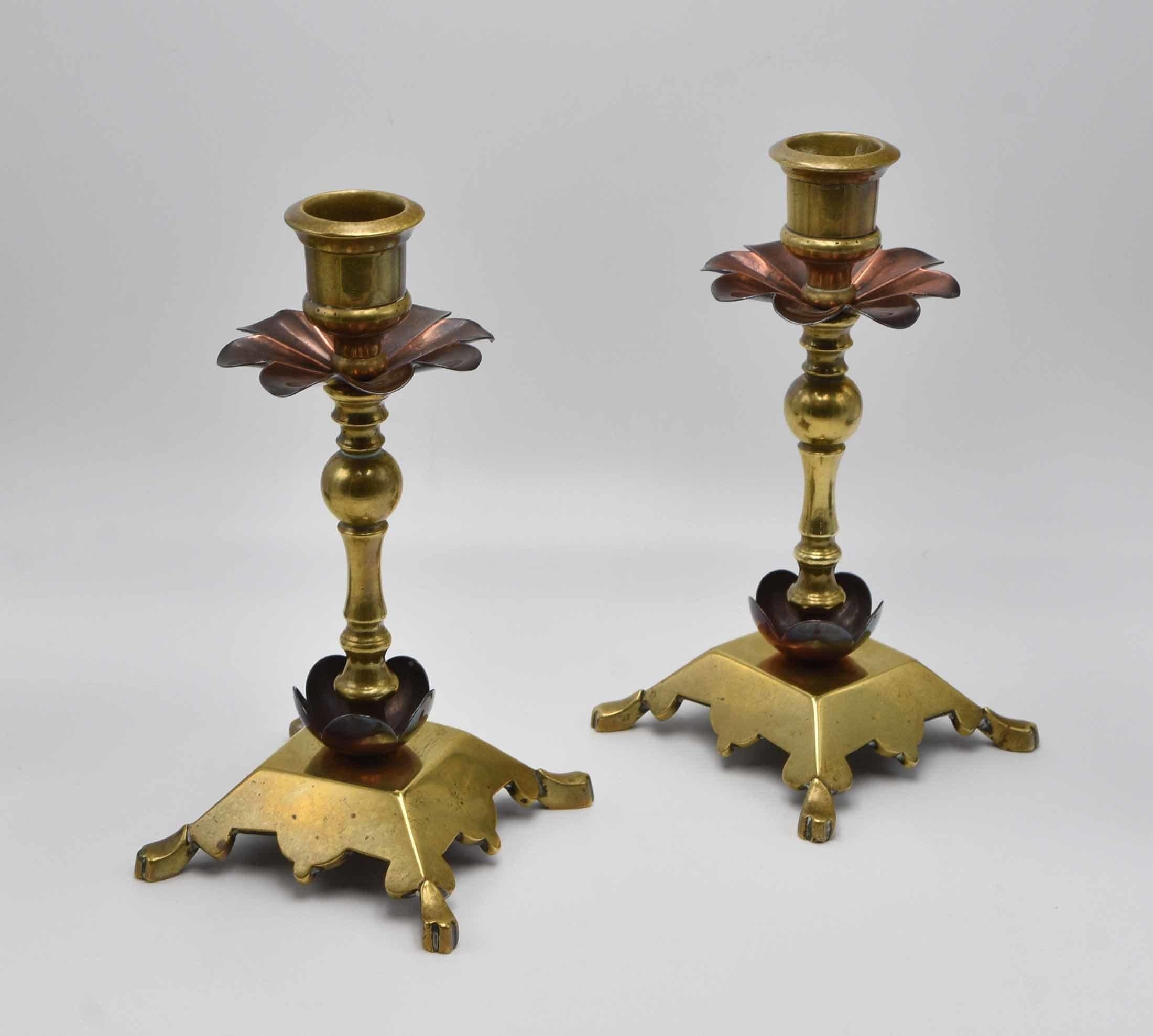 antique copper candlesticks