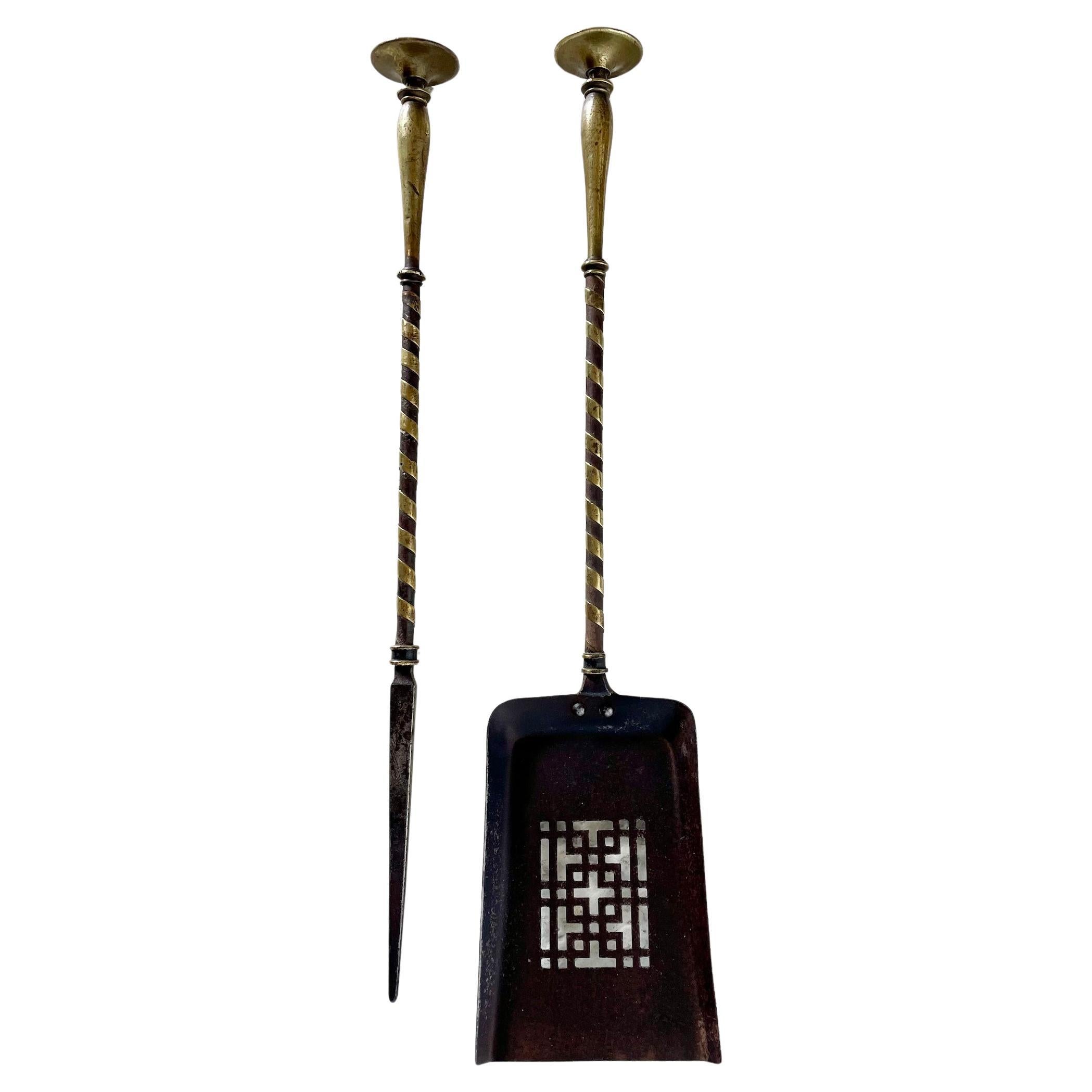 Arts & Crafts Pair Of Fire Irons For Sale
