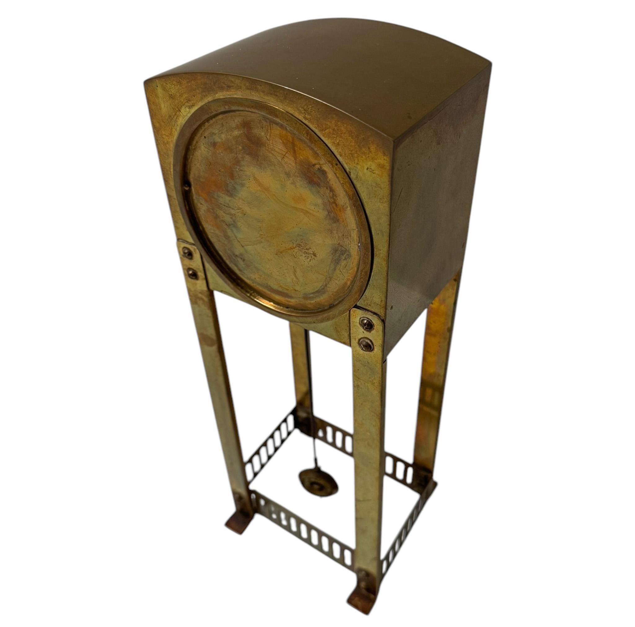 Reloj de chimenea de latón patinado Arts & Crafts de Sneltjes Haarlem, 1905 Holandés en venta
