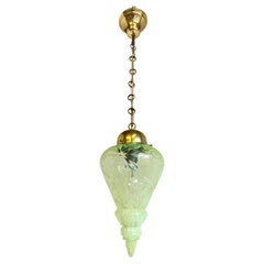 Lampe à suspension Arts & crafts de Henry G. Richardson & Sons 1900 Vaseline Glass