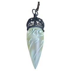 Arts & Crafts  pendant light fitting with vaseline glass shade