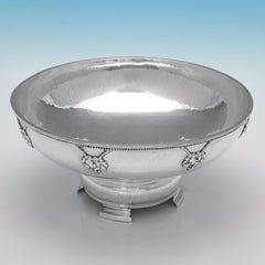Arts & Crafts period antique sterling silver bowl made by A. E. Jones in 1924