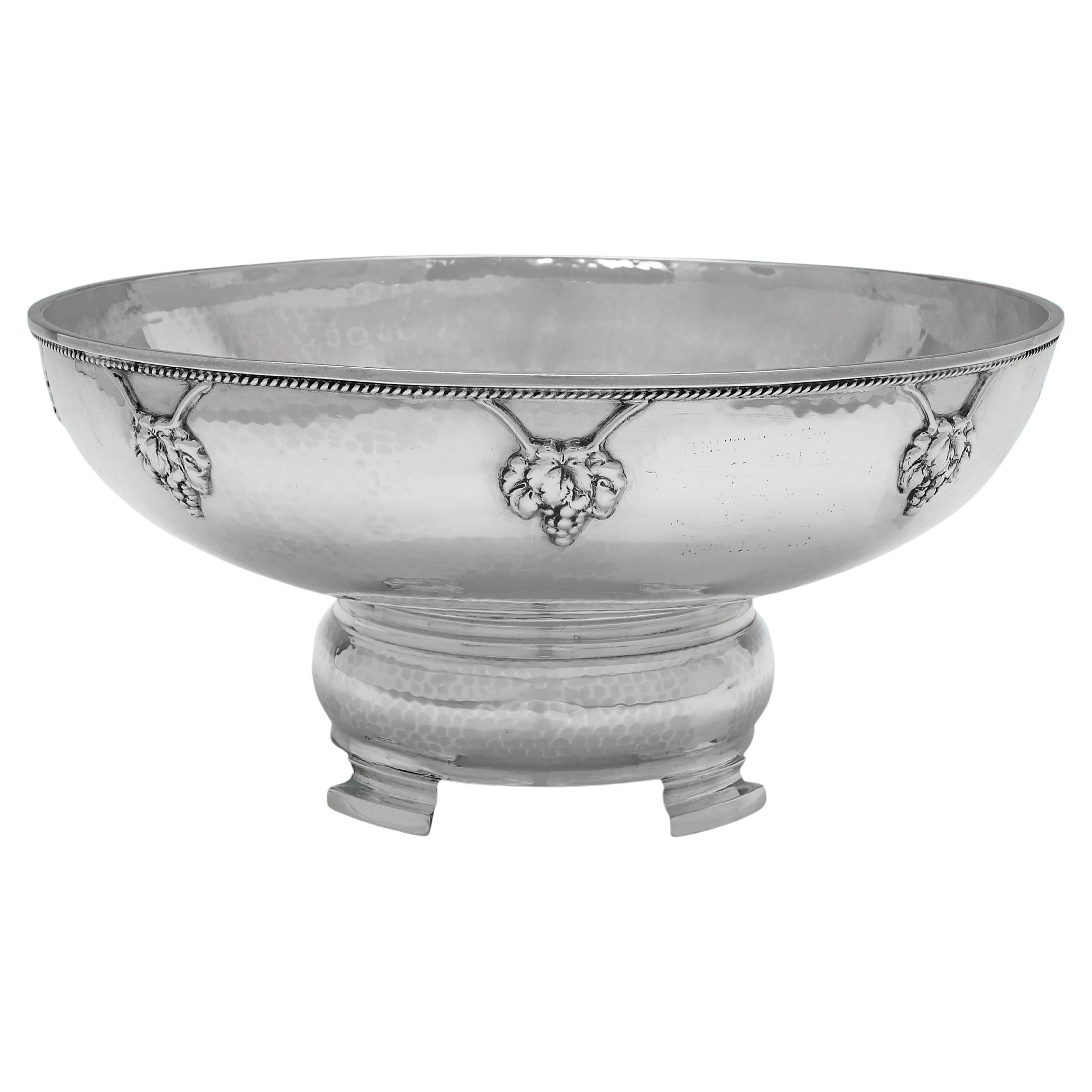 Arts 
Crafts period antique sterling silver bowl made by A. E. Jones in 1924