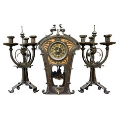 Arts & Crafts Period Clock Set