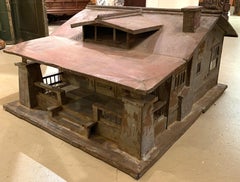Arts & Crafts Period Model House in Painted Metal and Wood
